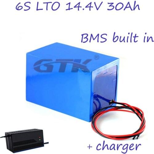 BMS built in 6S Lithium titanate 14.4V 30Ah LTO battery pack with charger for EV light truck bicycle giant hybrid Lawn mower