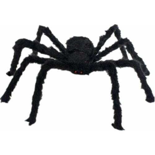 Black Big Plush Horrible Spiders Handmade 1.5m Bendable Kids Children Halloween Party Toy Bar Haunted House Decoration