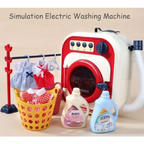 Children Simulation Washing Machine Simulation Suit Drum Electric Rotatable & Water Wash Clothes Play House Leisure Toys Gift