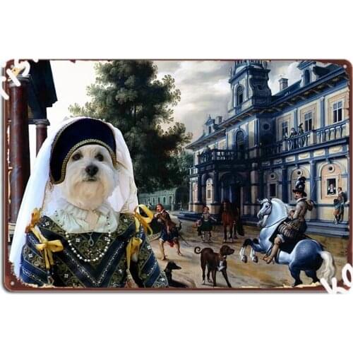 West Highland White Terrier Figures In A Palaces Garden Metal Plaque Poster Plaques Retro Club Bar Tin Sign Posters