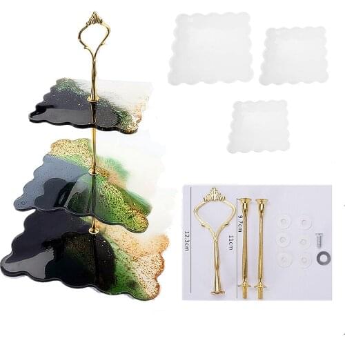 Square Fruit Plate Mold Silicone Mold Resin Clear Mold Three-tier Irregular Home Decoration Craft Resin Art Jewelry Supplies