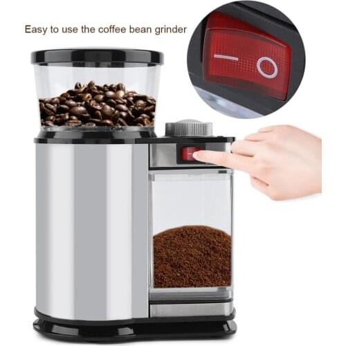 Stainless Steel Durable Adjustable Electric Coffee Bean Grinder 120W Coffee Bean Mill Kitchen Tool