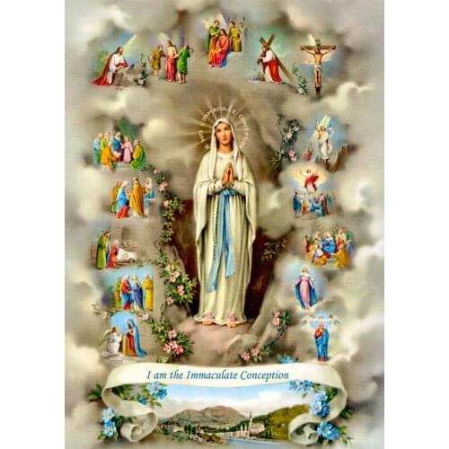 JMINE Div 5D Christian Religious Blessed Virgin Mary Holy Mother Full Diamond Painting kits art Cartoon 3D paint by diamonds