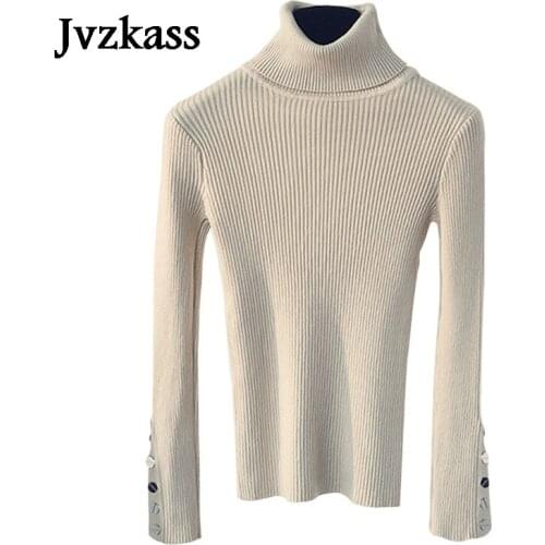 Jvzkass 2018 new autumn and winter new womens Korean Slim pullover wild high collar tight wool knit shirt Z66