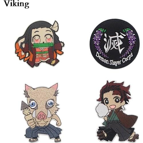 Anime Demon Slayer Badges Iron On Patches Thermotolerant Embroidered Patch Stickers Diy Clothing Decoration Applique G0878