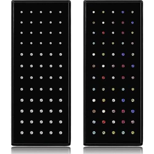 60pcs Stainless Steel Crystal Nose Ring Set Women Surgical Steel Nose Piercing Set ear bone needle Studs Body Jewelry