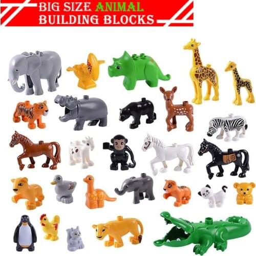 Animal Model Series Figures Big Bricks Building Animals World Compatible With Duploed Blocks Children Educational Toys Kids Gift