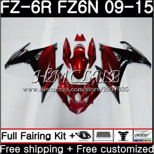Body For YAMAHA FZ6N FZ-6R 2009 2010 2011 2012 2013 2014 2015 22HC.9 FZ 6R FZ6 R FZ6R 09 10 11 12 13 14 15 Wine red hot Fairing