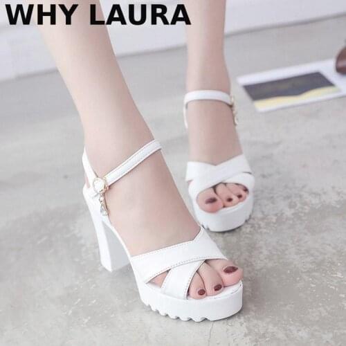 Summer 2021 Womens white sandals Sexy peeptoe sandals High platform sandals Casual Russian womens shoe office Lotali peeptoe s