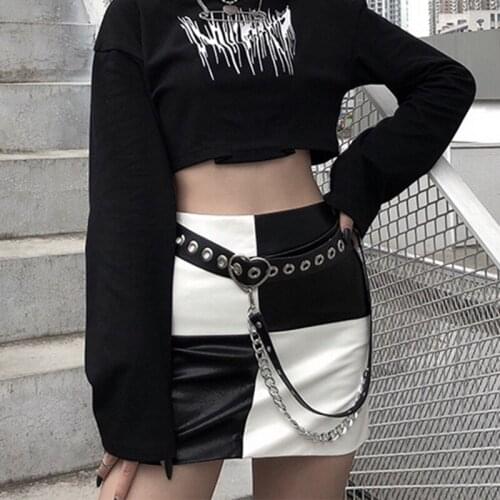 Fashion Women Punk Chain Belt Heart Pin Buckle Ladies Adjustable Single Row Hole Eyelet Jeans Waistband Eyelet Decorative Belts