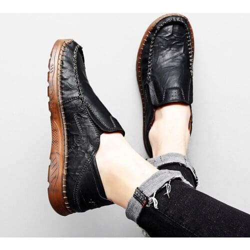 2021 New Spring and Autumn Genuine Leather Gentleman European and American Casual Bottom Love Pedal Mens Loafers for Men
