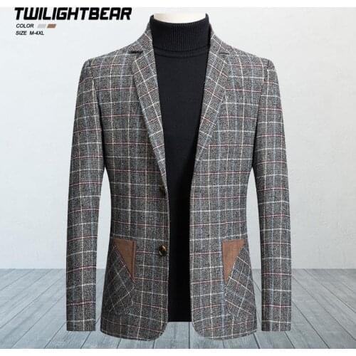 New Mens Blazers Male Coat British Plaid Autumn Spring Slim Business Casual Blazer Men Clothing Outerwear Suit Jacket SF3012