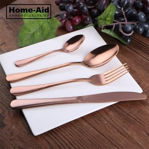 Rose Gold Tableware Set Stainless Steel Cutlery Set 4 Gold Knife Cutlery Cutlery Gold Silver Knife Dinner Package European Style