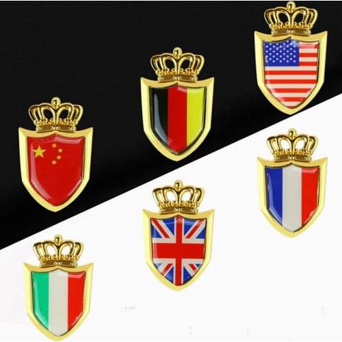 10pcs Royal Car Sticker Auto Motorcycles for Italy England German France Russia Japan USA Flag Logo Emblem Grille Badge Decals
