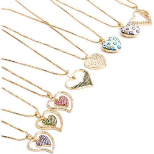 New Heart Pendant Necklace For Women Crystal Rhinestone Love Vintage Copper Choker Necklace Fashion Jewelry Females Party Gift