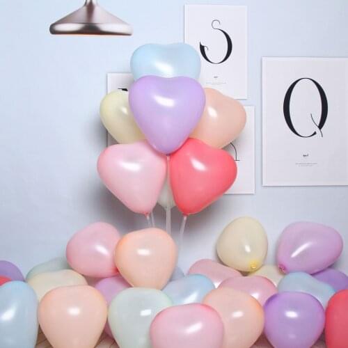 100 pcs Macaron Balloon 2.2g thickened heart-shaped Macaron multicolor heart-shaped balloon is optional
