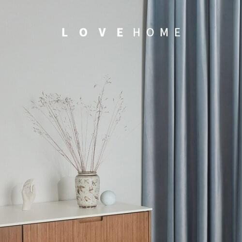 Nordic Curtains for Living Room Bedroom Light Luxury Guest Ins Wind Ice Blue Wild Velvet Curtains Finished Product Customization