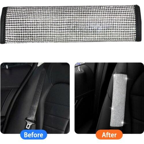 Rhinestone Seat Belt Shoulder Pad Cover Cushion Bling Car SUV Airplane Trunk