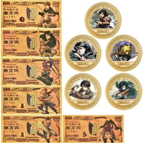 Japanse Anime Attack on Titan Gold Plated Coin Collectibles with Coin Holder Souvenir Gifts Home Decor Gift for Kids Children
