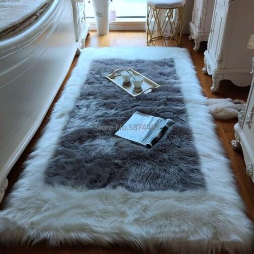 Back-shaped Faux Wool Thickening Bedroom Bedside Blanket Long Hair Gray Living Room Coffee Table Carpet