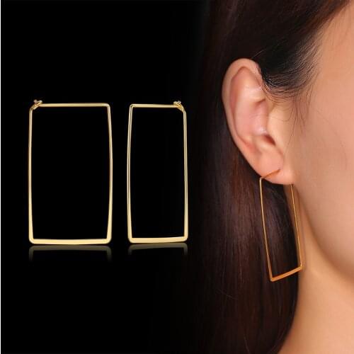 New Womens Large Earrings Quadrilateral Hoop Earrings For Female Geometric Bijoux Fashion 2019 Jewelry