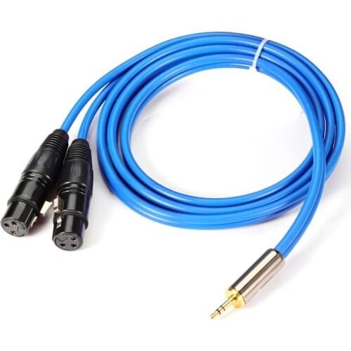 1/8'' Stereo 3.5mm Male to 2 x XLR Female Audio Cable for Phone Laptop Microphone Mixer Amplifier Y Splitter Shielded Cords