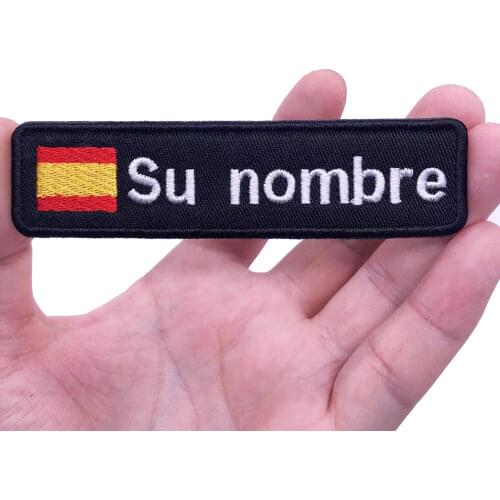 Spanish flag Spain 10x2.5cm Embroidery Custom Name Text Patch Stripes badge Iron On Or Velcro Backing Patches Backpack Hat