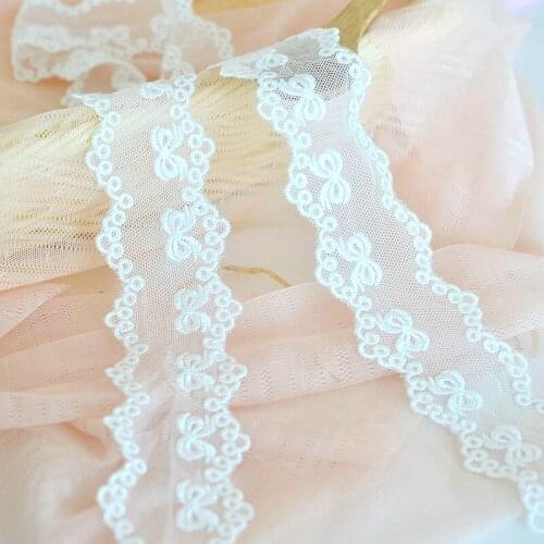 19yards 4.2cm White Bow-knot mesh embroidery lace ribbon Handmade Garment needlework sewing accessories Clothing Decoration 280