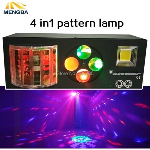 2018 Newest LED 4 in 1 Laser flash Gobo Strobe butterfly patterns light DMX512 KTV club Disco dj Multi-functional stage lighting