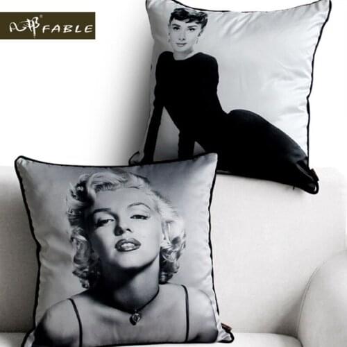 Velvet Pillow Cover European HD portrait Style Pattern Pillowcase Home Decorative Cheap Pillow Case 45x45cm
