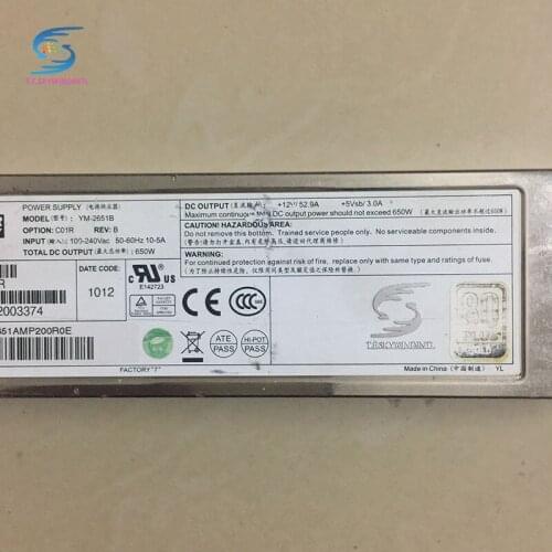 Free ship , 650W server power supply YM-2651B power supply for C200M1 C210M1