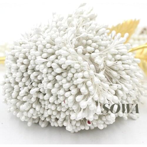 Free Shipping High Quality 3mm 900pcs/Lot Double Heads White Color Flower Pearl Stamen Cake Or Wedding Decoration Craft DIY