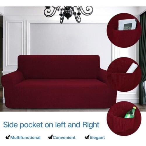 Free pillowcase pineapple grid stretch knitted sofa cover all-inclusive simple solid color single and double sofa cushion