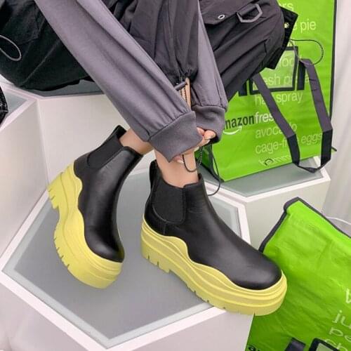 Sponge Cake Colored Sole Wave 5.5CM Womens Ankle Short Long Platform Winter Boots Slip On Lady Inside Fur Elastic Band Booties