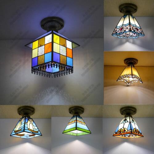 Colored Glass Tiffany Ceiling Lamp Porch Lamp Aisle Lamp Living Room Lamp Bedroom Lamp Small House Lamp