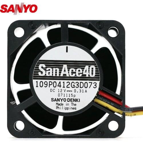 For Sanyo 109P0412G3D073 4028 40*40*28mm 12V 0.31A 3Wire 1U dc axial case Cooling Fan