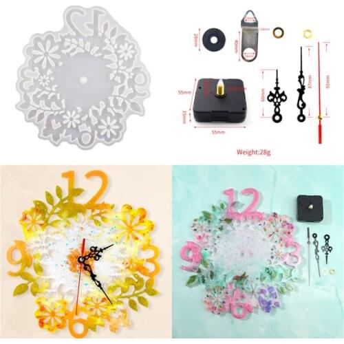 Flower Shape Clock Epoxy Mold DIY Flower Round Clock Mirror Silicone Mold Handmade Gifts Manual Mold Home Decoration