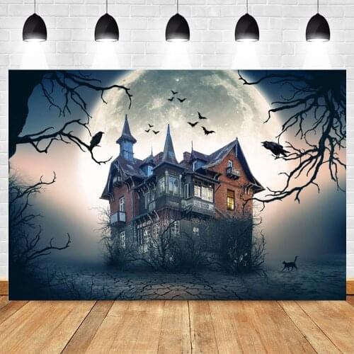 Yeele Halloween Background Castle Bat Full Moon Branches Children Party Backdrop Baby Photography Photo Studio Photophone