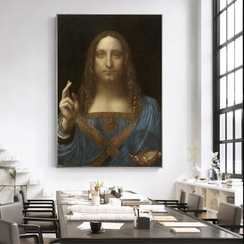 Savior Art Canvas Print Painting Da Vinci Famous Vintage Classic Jesus Christ Wall Picture Living Room Home Decoration Poster