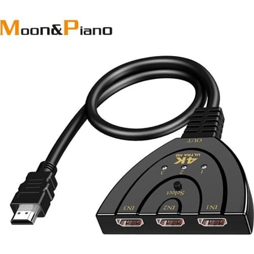 3 Port HDMI Switcher 4K HD Quality Converter HDMI Button Switch Video Audio Sync Adapter Cable Projector Extension Data Port