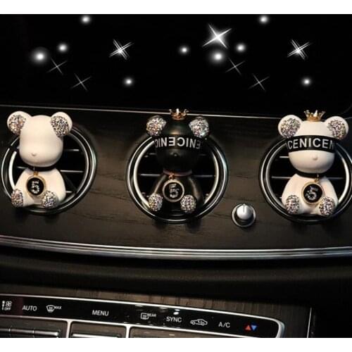 Creative crown diamond cute bear car violence bear fragrance perfume clip air outlet aroma car decoration air fresher