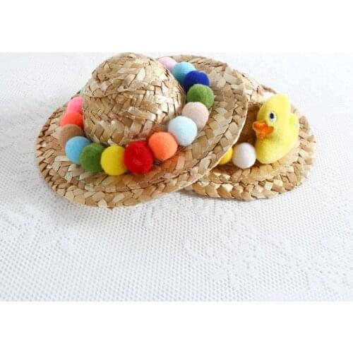 Summer Pet Woven Straw Hat for Cat Sun Hat Sombrero for Small Dogs and Cats Beach Party Straw Costume Accessories to Act Cute