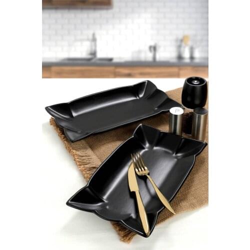 Matt Black Star Kayak Plate 30 cm 2 Pcs Dinner plates ceramic plates Service Porcelain Kitchen Supplies 2021 Salad bowl