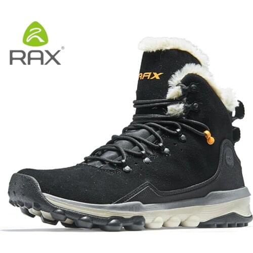 RAX Mens Hiking Shoes Latest Snowboot Anti-slip Boot Plush Lining Mid-high Classic Style Hiking Boots for Professional Men
