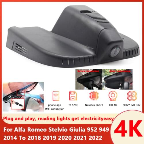 HD 4K Plug and play Car Video Recorder Dash Cam Camera For Alfa Romeo Stelvio Giulia 952 949 2014~ 2016 2017 2018 2019 2020 2021