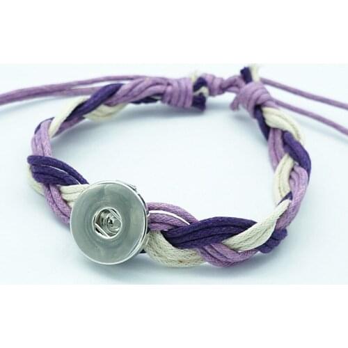 New Fashion SE0122 Beauty Handmade braid Rope trendy snap Bangle bracelet adjustable fit 18MM charm snap buttons jewelry
