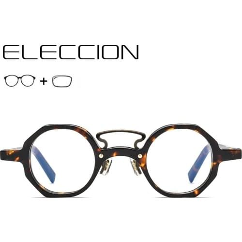 Acetate Polygonal Frame Glasses with Prescription Men Women Optical Rimless Hyperopia Myopia Eyeglasses for Sight Progressive