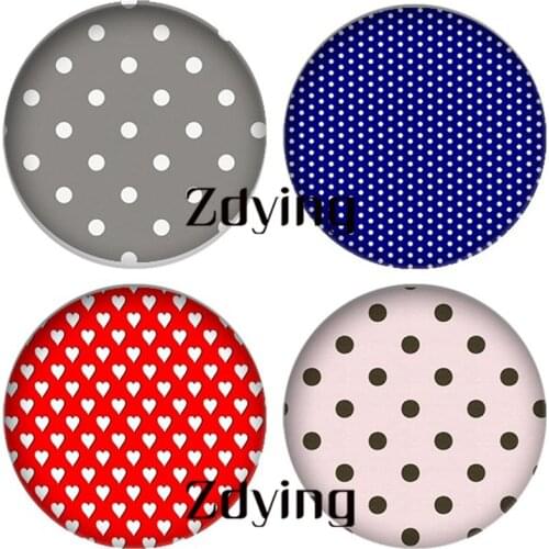 Wholesale 10pcs Classic Red Black Round Dot Point Pattern Round Glass Cabochon Dome Demo Flat Back Making Jewelry Findings