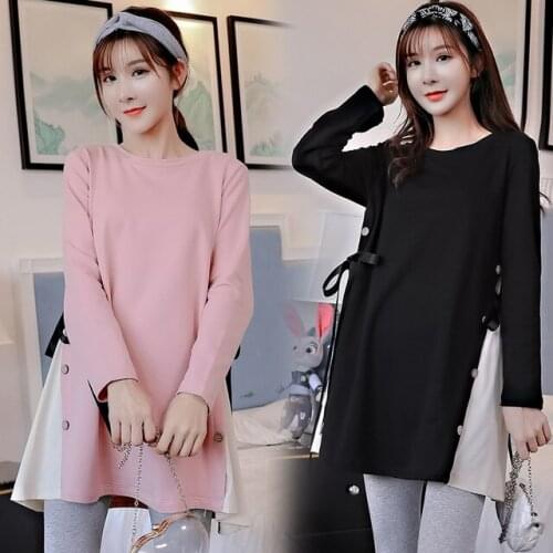 Autumn Korean fashion shirt A line loose side clothes pregnant women long-sleeved pregnant women shirt
