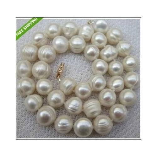 17" 9-10MM SOUTH SEA NATURAL White PEARL NECKLACE 14K GOLD CLASP